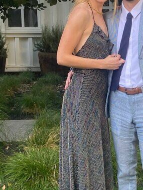 Jill Stuart Metallic Slinky Halter Dress